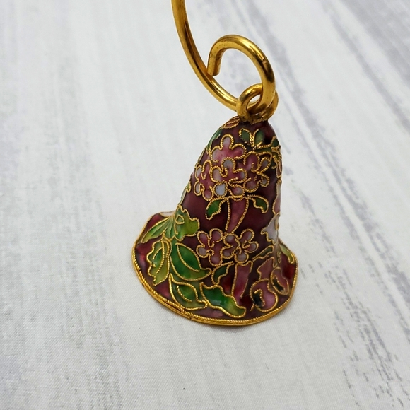 Vintage Cloisonné Enamel Scalloped Bell Shaped Candle Snuffer Christmas Ornament - Picture 3 of 8